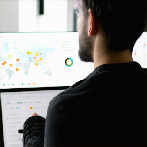 Digital marketer reviewing local SEO analytics on computer