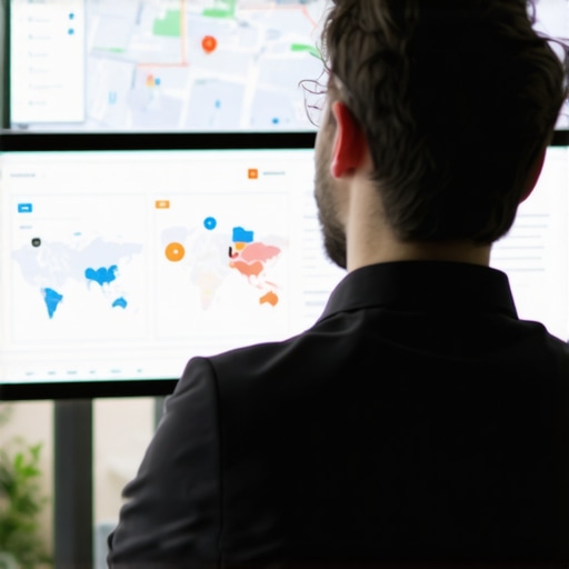 Person working with local SEO analytics and maps software on a computer screen