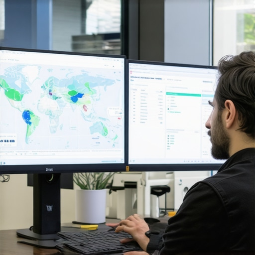 Expert analyzing local SEO data with maps growth software Professional analyzing local SEO data with maps growth software on a computer screen