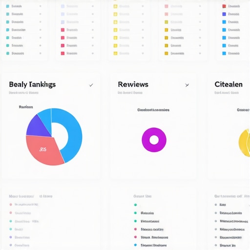 Screenshot of local SEO management dashboard with rankings and reviews