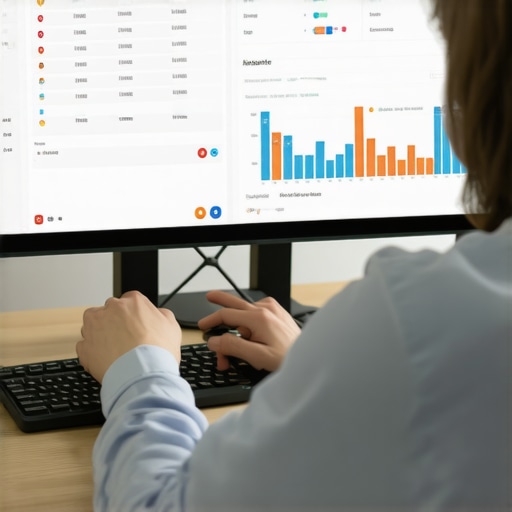 A person analyzing local SEO metrics on a computer screen with graphs and review alerts