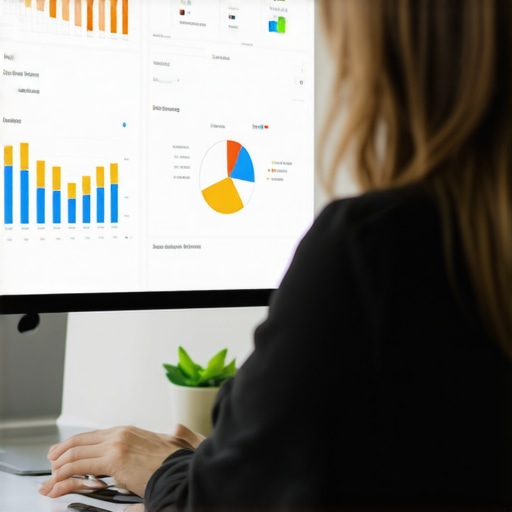 Person analyzing local SEO data on a dashboard with charts and graphs.