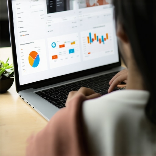 Person working on local SEO automation tools on a laptop with charts and maps.
