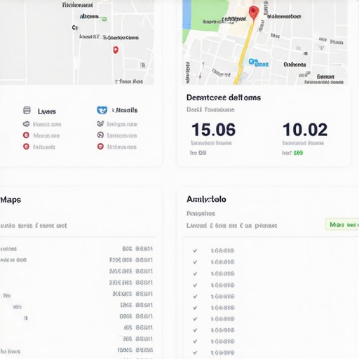 Dashboard displaying local search performance metrics with maps growth software.