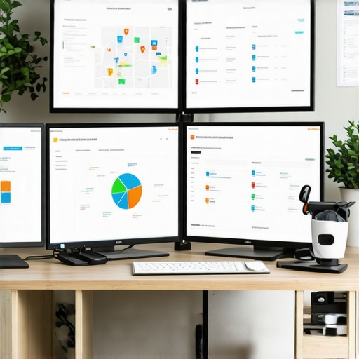 Professional SEO Workspace with Automation Tools Workspace with SEO dashboards and maps for local search optimization.