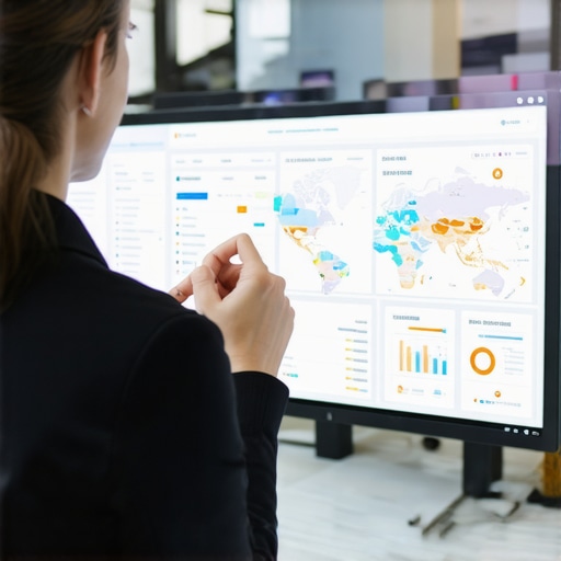 Business owner reviewing local SEO data on a digital dashboard.