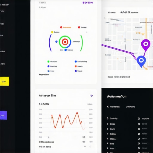 Local SEO Dashboard Dashboard with Maps and Analytics Screenshot of a local SEO management dashboard with maps and analytics.
