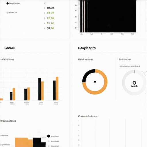 Screenshots of local SEO analytics tools showing traffic trends and map insights.