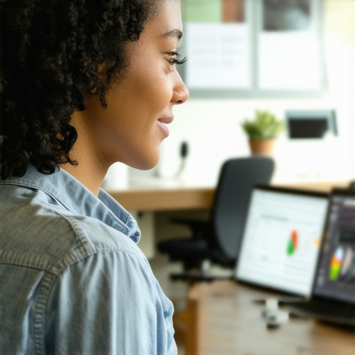 Illustration of a person working on a laptop with local SEO dashboards and automation tools