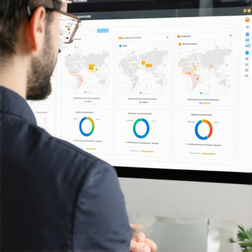 Business owner using analytics software to improve local search rankings.