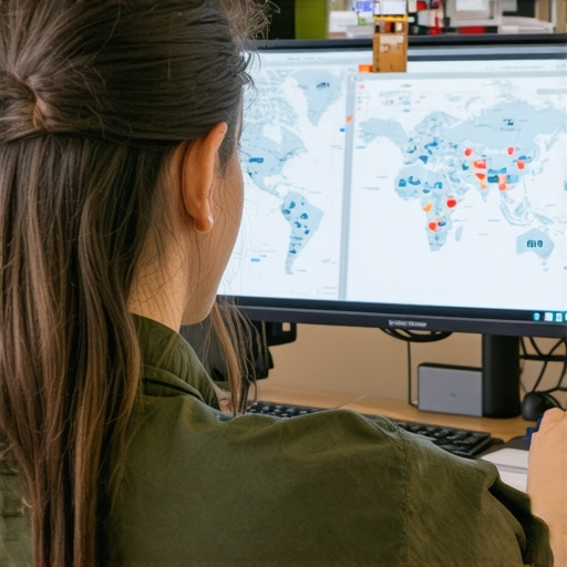 Optimizing Local SEO Tools for Better Map Rankings Person working on local SEO and maps software on a laptop, analyzing maps and analytics.